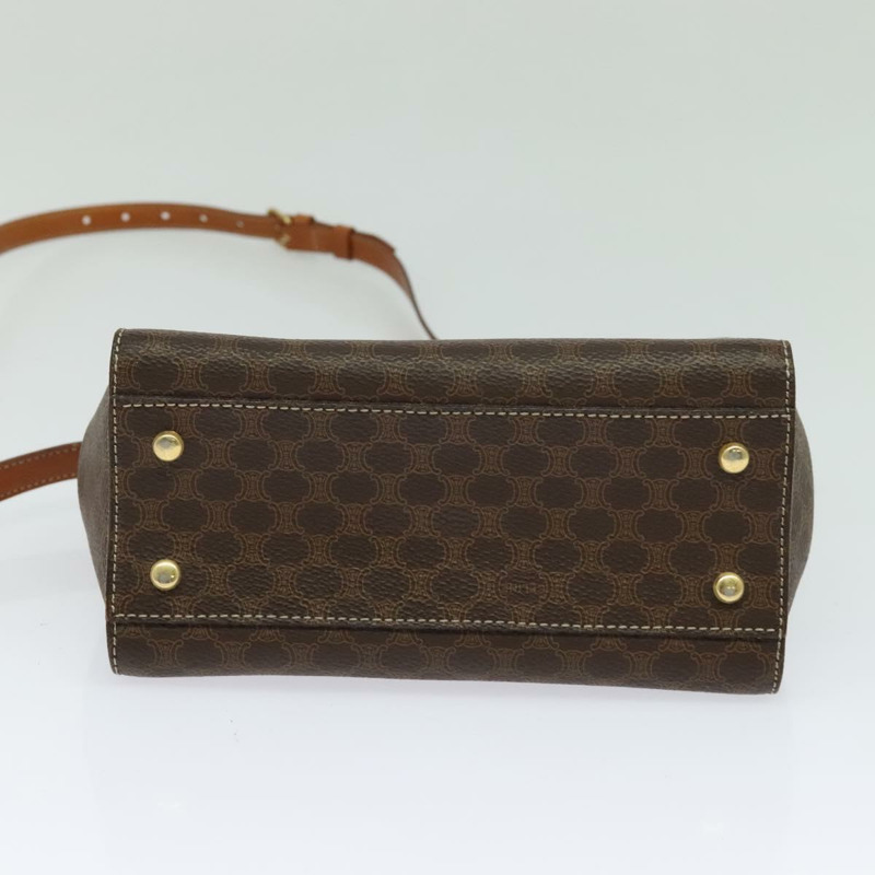 【日本直送】CELINE Macadam帆布手提包 PVC皮革 2way Brown Gold Auth 121807-4