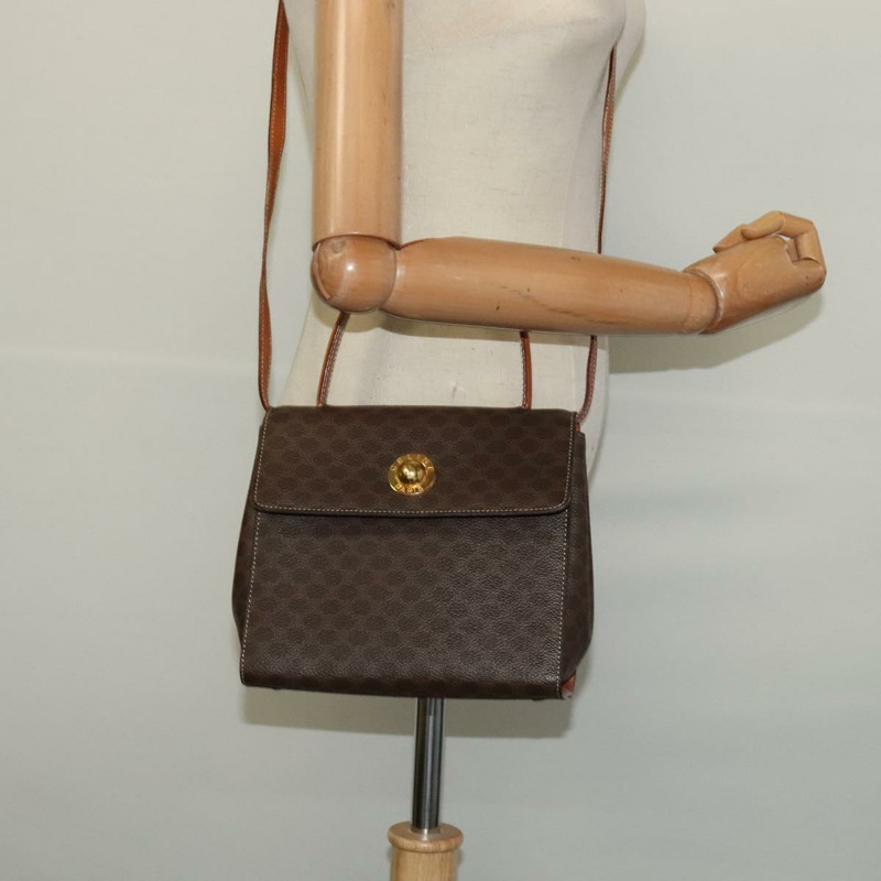 【日本直送】CELINE Macadam帆布手提包 PVC皮革 2way Brown Gold Auth 121807-23