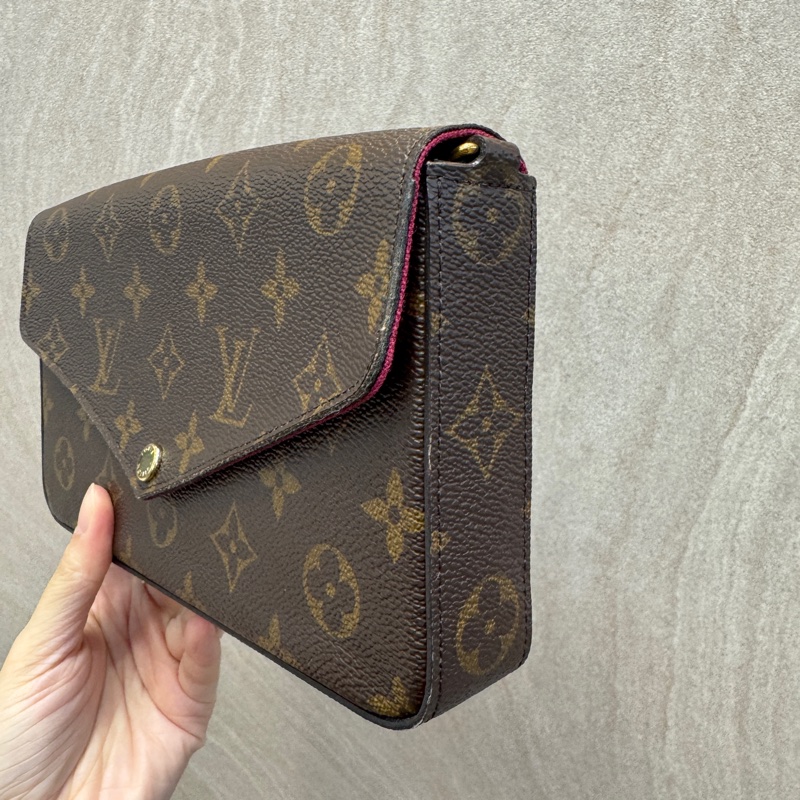 LV原花信封式下蓋Felicie Pochette三合一鍊包M81896-15