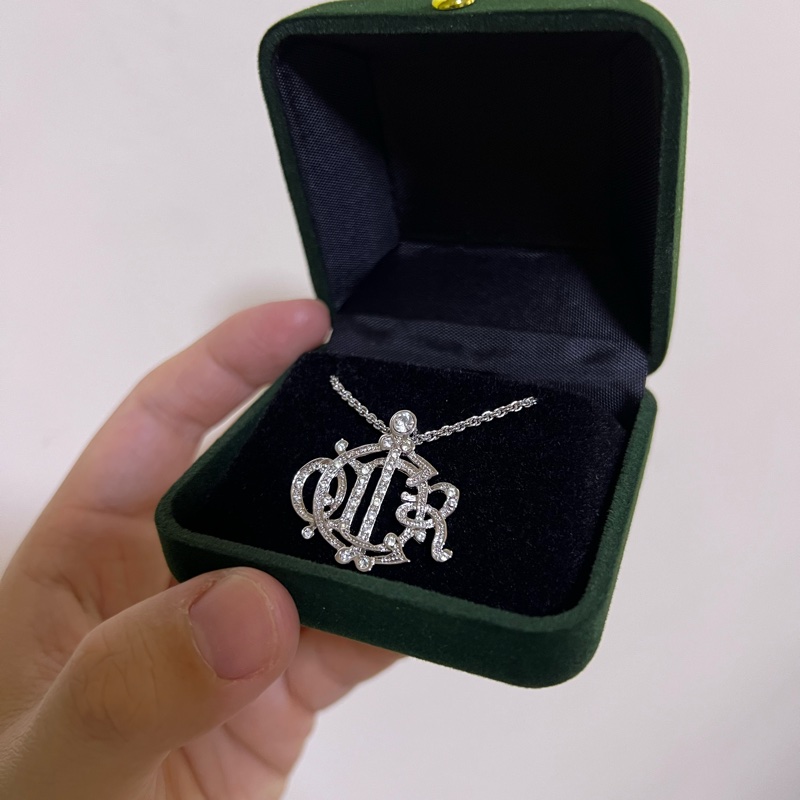 Dior 南瓜 項鏈 水鑽 閃石 中古 銀色 Vintage-1