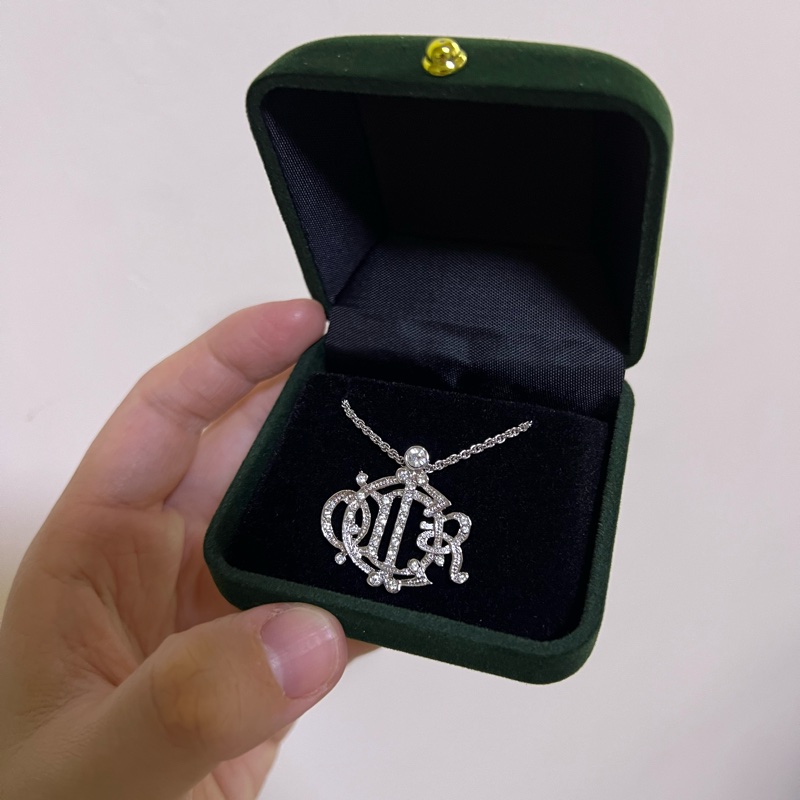 Dior 南瓜 項鏈 水鑽 閃石 中古 銀色 Vintage-2