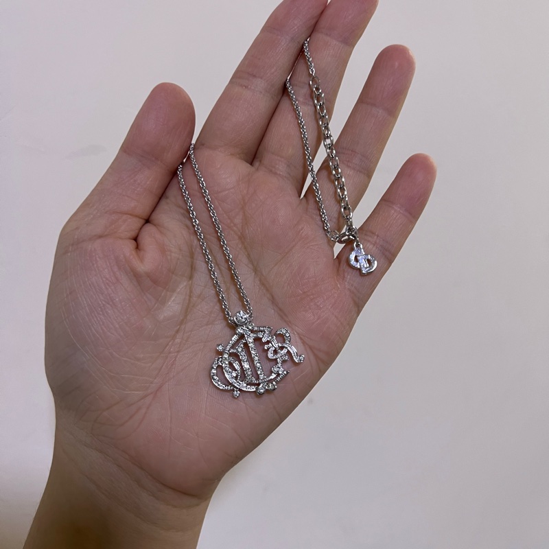 Dior 南瓜 項鏈 水鑽 閃石 中古 銀色 Vintage-3