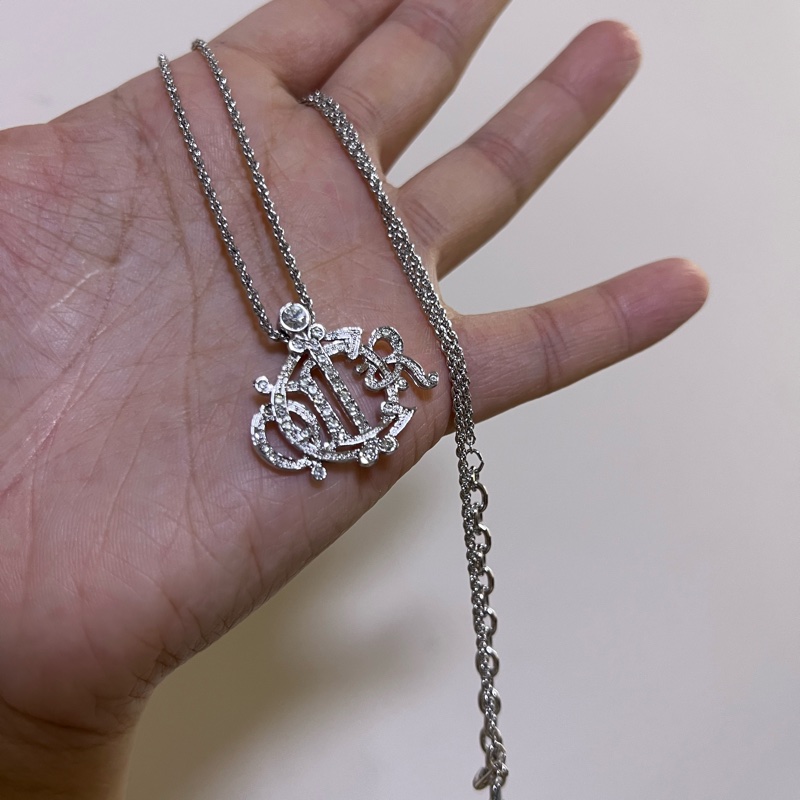 Dior 南瓜 項鏈 水鑽 閃石 中古 銀色 Vintage-6