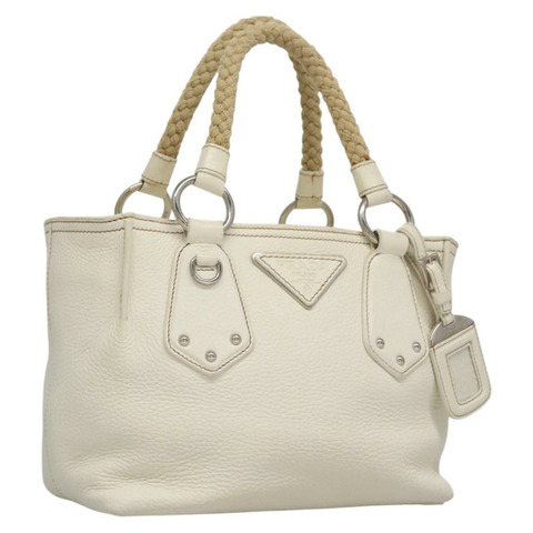 PRADA 手提包 白色皮革 正品 115872