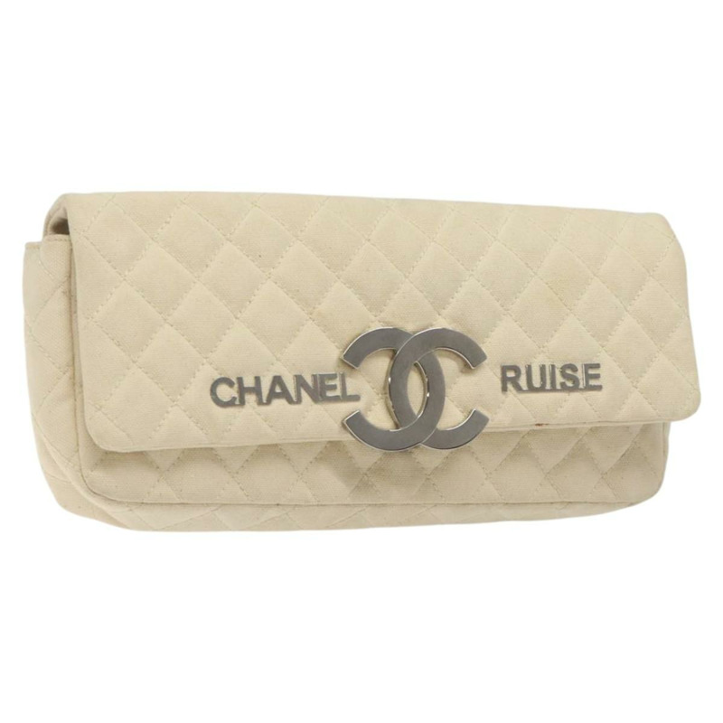 【日本直送】香奈兒 Cruise Line Matelasse 手拿包 奶油銀色 CC 正品 118381-0