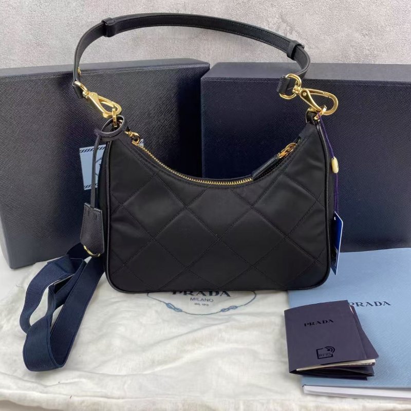 PRADA 菱格hobo手提腋下包 22*6*18 99新配件塵袋盒子-6