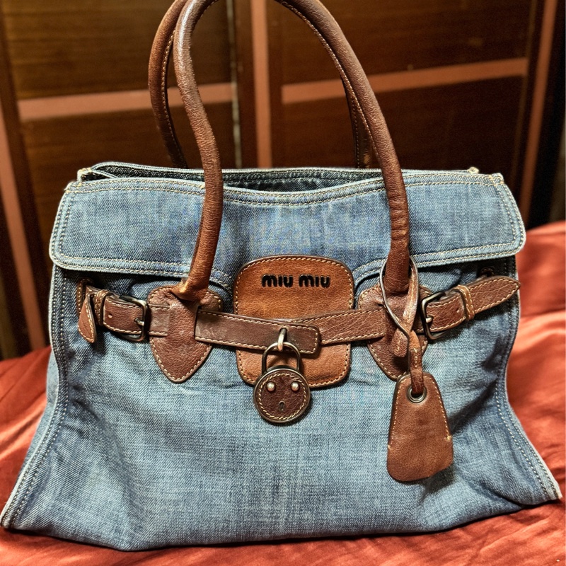 miumiu 牛仔拖特包-5