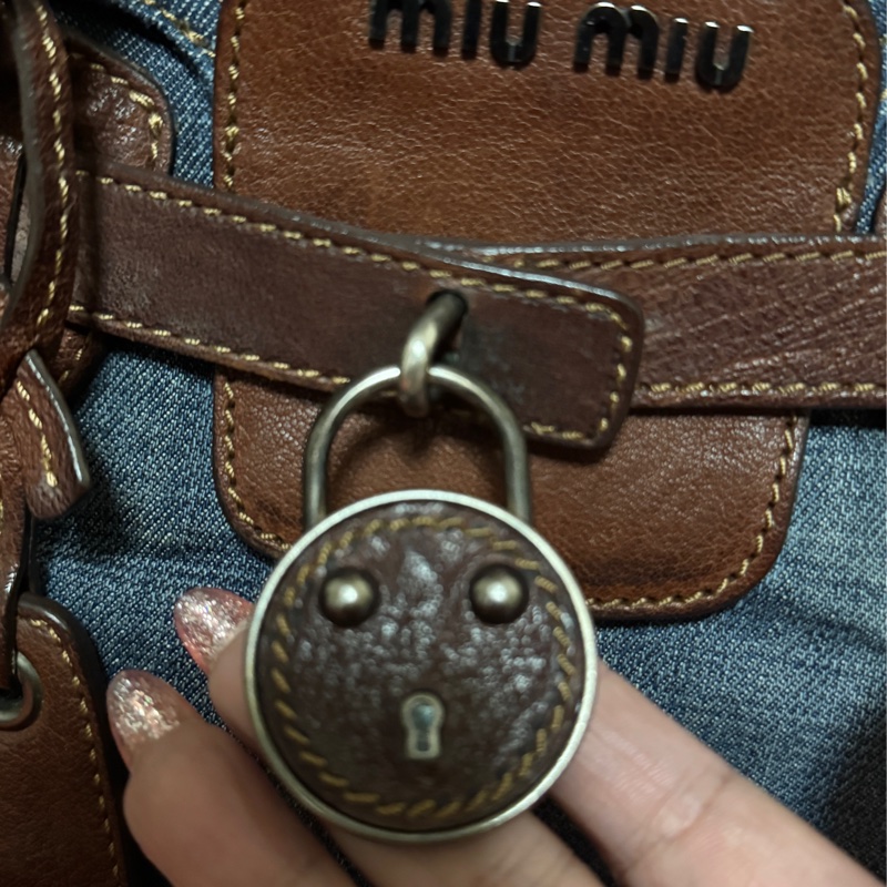 miumiu 牛仔拖特包-15