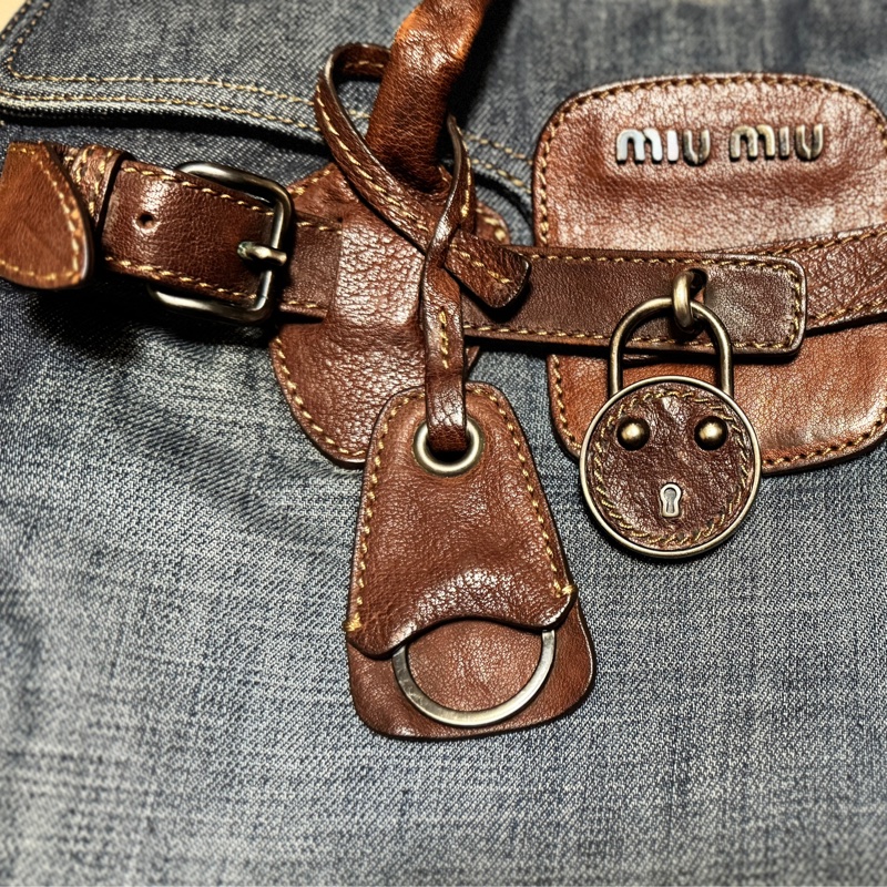 miumiu 牛仔拖特包-16