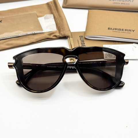 BURBERRY時尚飛行員深棕色琥珀墨鏡｜太陽眼鏡