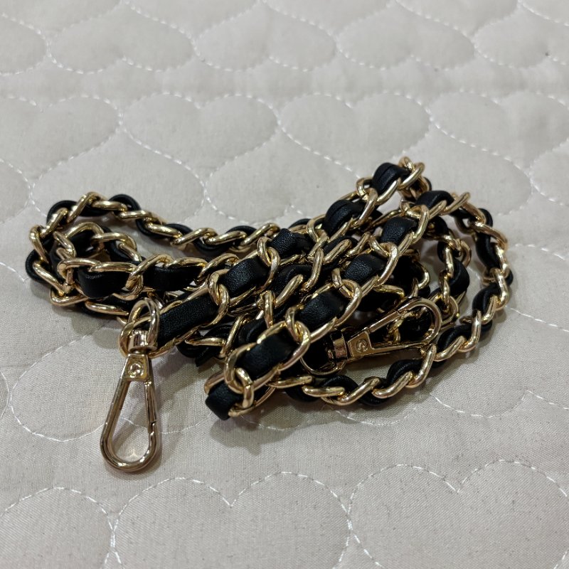 CHANEL 少見 皮革化妝包 手提包 方包 黑金 Vintage-14