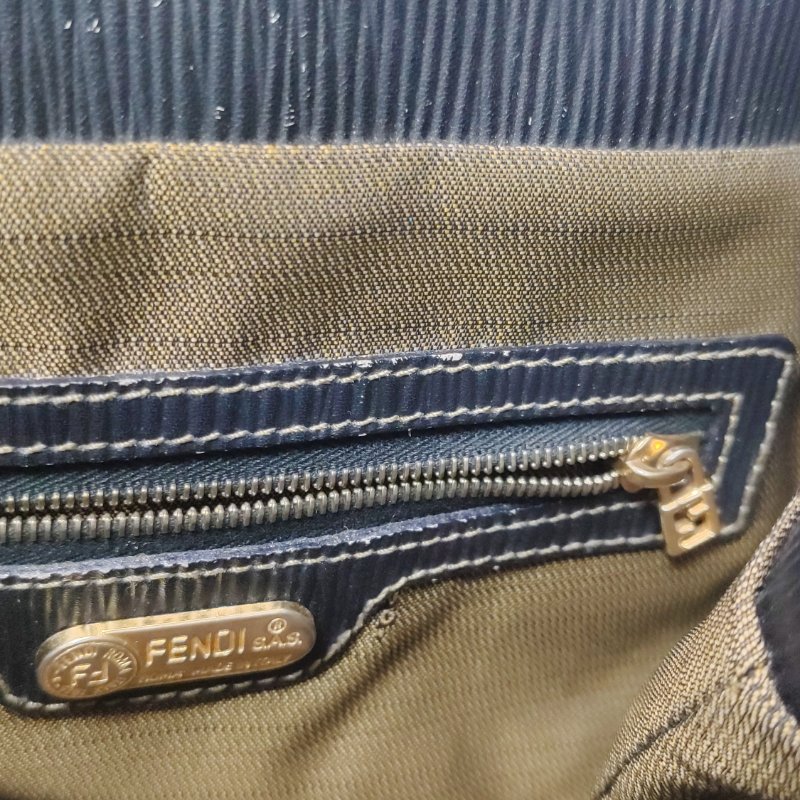 9❤Fendi牛皮帆布老花雙F手提包-9