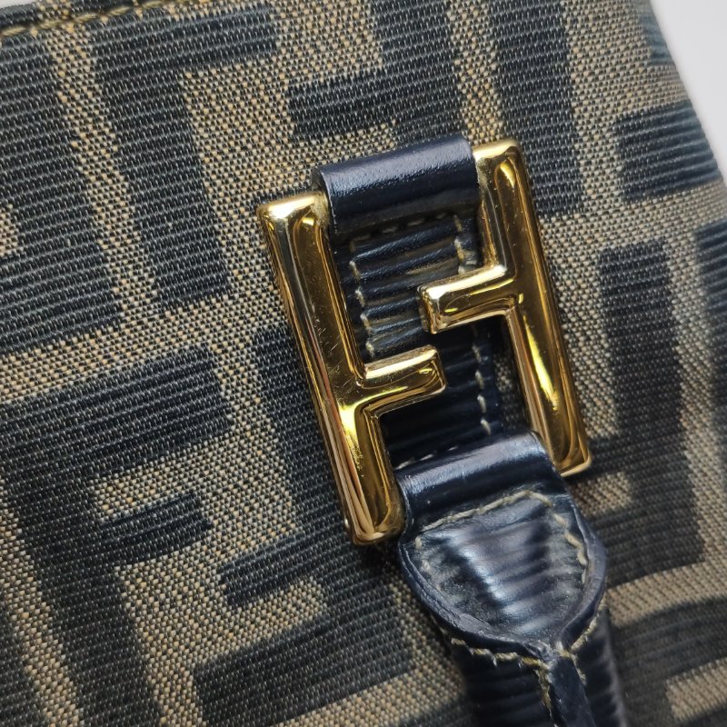 9❤Fendi牛皮帆布老花雙F手提包-11