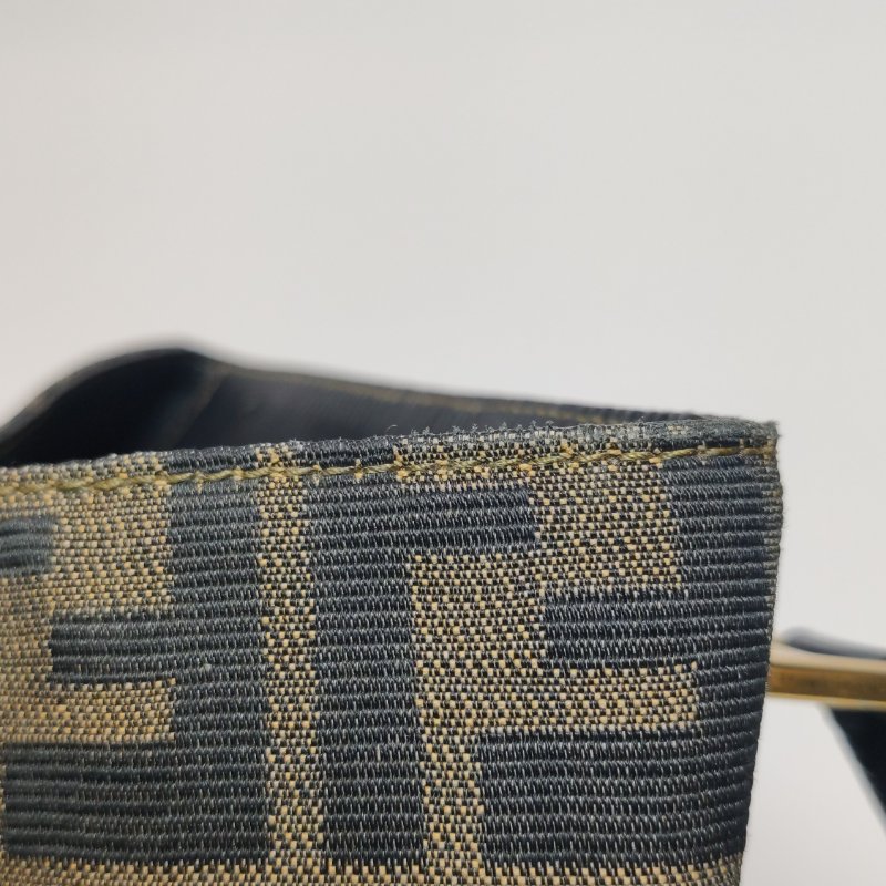 9❤Fendi牛皮帆布老花雙F手提包-14