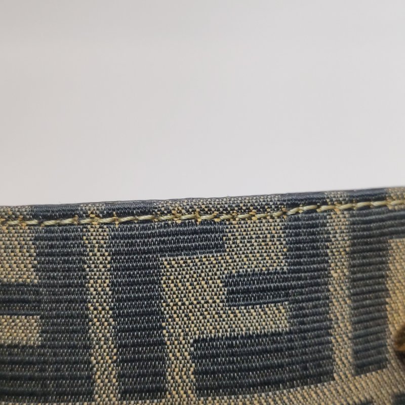 9❤Fendi牛皮帆布老花雙F手提包-15