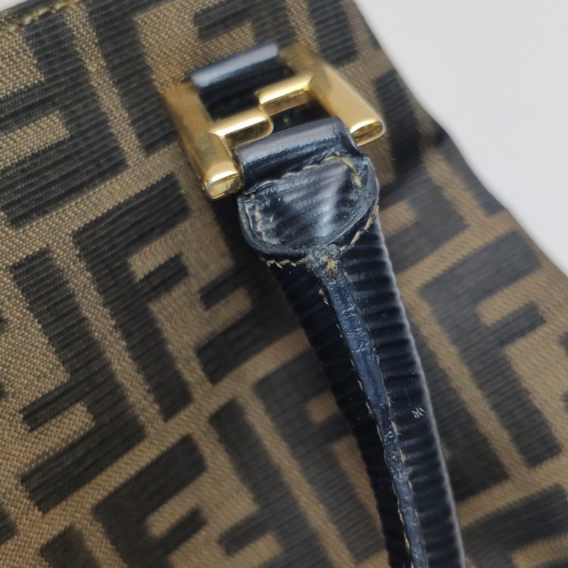 9❤Fendi牛皮帆布老花雙F手提包-17