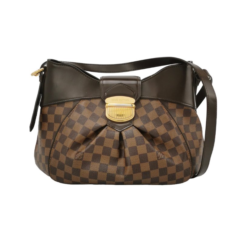 9❤Louis Vuitton Sistina牛皮棋盤格LV金扣斜挎單肩包-0