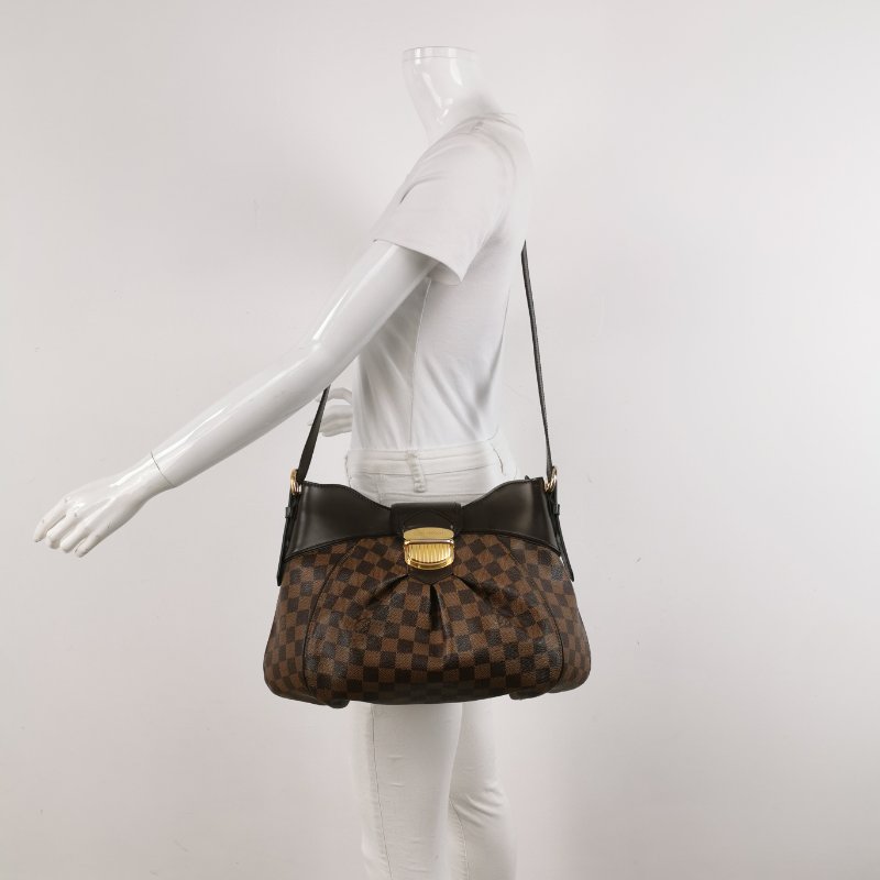 9❤Louis Vuitton Sistina牛皮棋盤格LV金扣斜挎單肩包-1