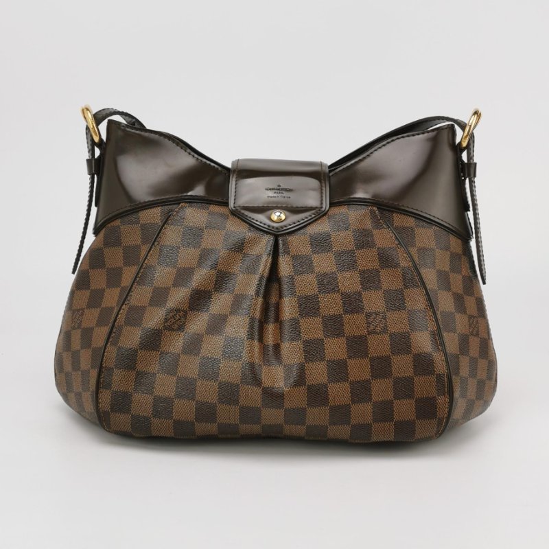 9❤Louis Vuitton Sistina牛皮棋盤格LV金扣斜挎單肩包-4