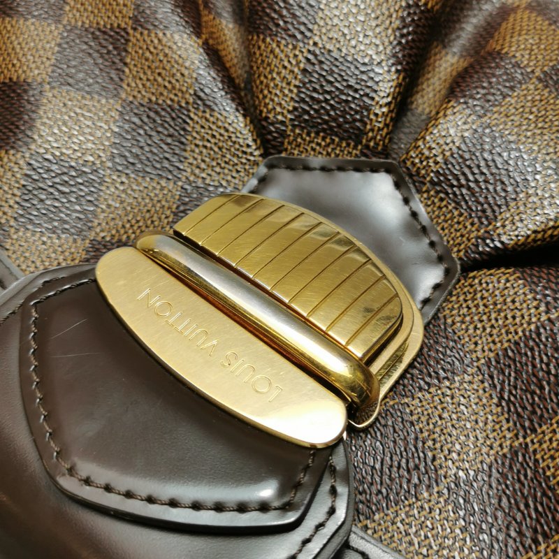 9❤Louis Vuitton Sistina牛皮棋盤格LV金扣斜挎單肩包-10