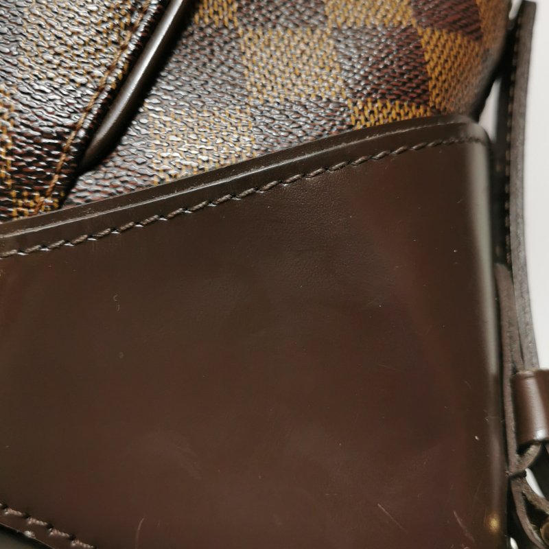 9❤Louis Vuitton Sistina牛皮棋盤格LV金扣斜挎單肩包-13