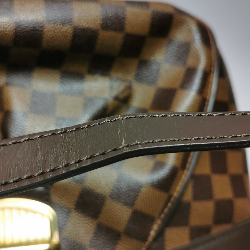 9❤Louis Vuitton Sistina牛皮棋盤格LV金扣斜挎單肩包-15