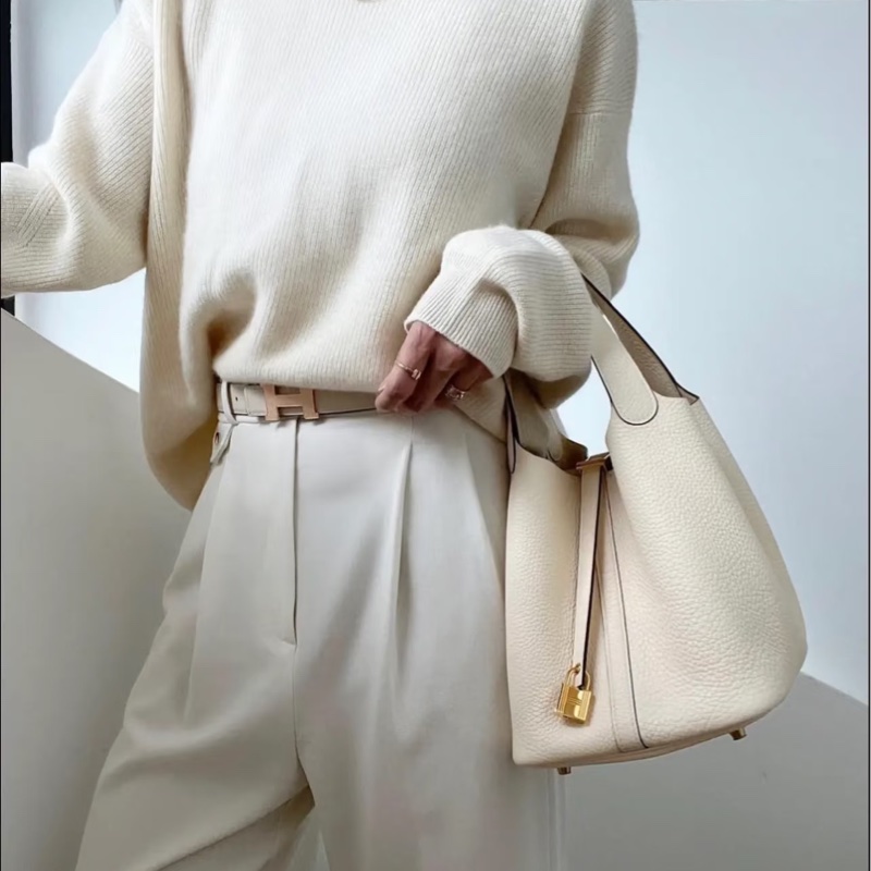 愛馬仕 Hermès Picotin 22 菜籃子22 Nata 奶油白金釦-1