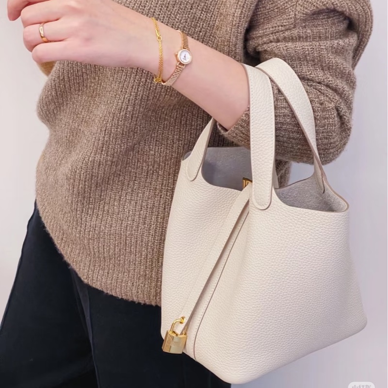 愛馬仕 Hermès Picotin 22 菜籃子22 Nata 奶油白金釦-3