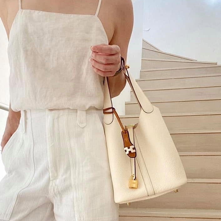 愛馬仕 Hermès Picotin 22 菜籃子22 Nata 奶油白金釦-4