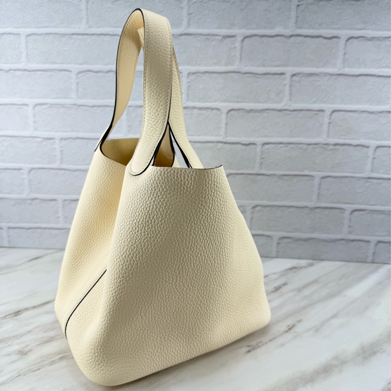 愛馬仕 Hermès Picotin 22 菜籃子22 Nata 奶油白金釦-6