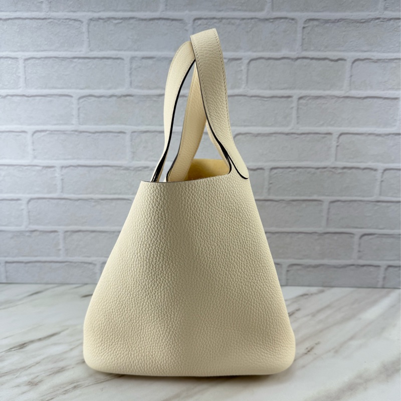 愛馬仕 Hermès Picotin 22 菜籃子22 Nata 奶油白金釦-7