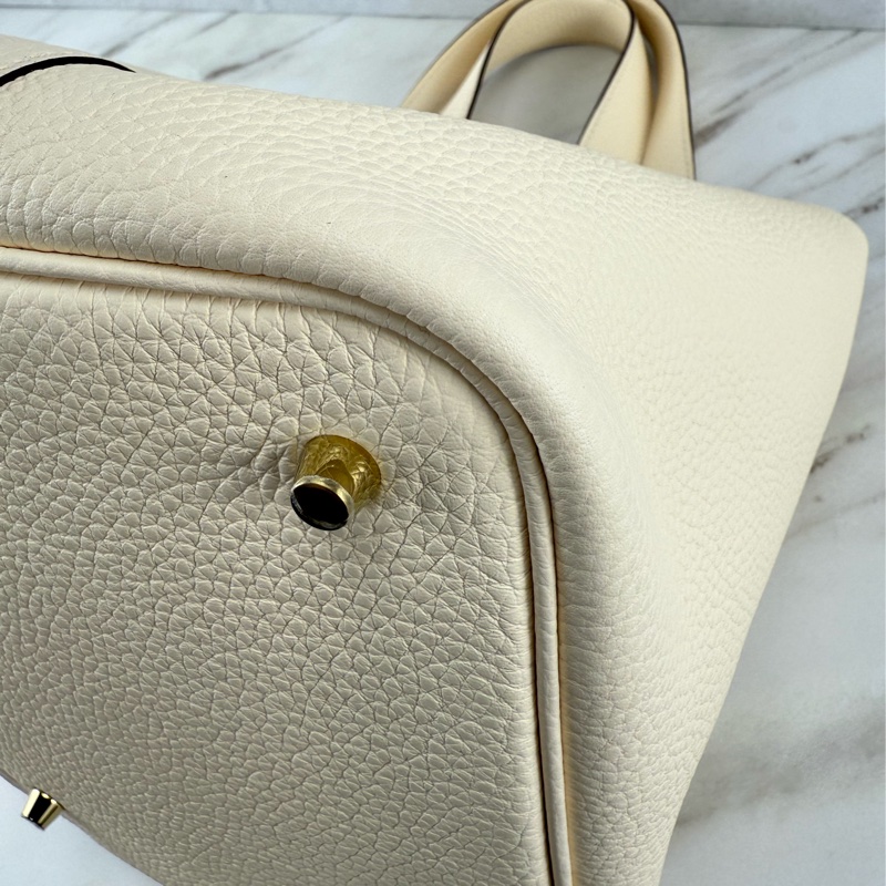 愛馬仕 Hermès Picotin 22 菜籃子22 Nata 奶油白金釦-10