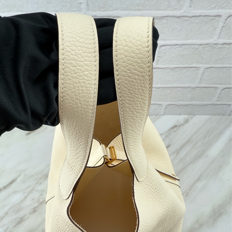 愛馬仕 Hermès Picotin 22 菜籃子22 Nata 奶油白金釦-16
