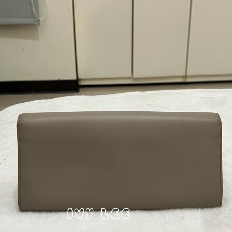 TOD’S Double T 灰色牛皮TT銀釦長夾 皮夾 正品 二手精品-1