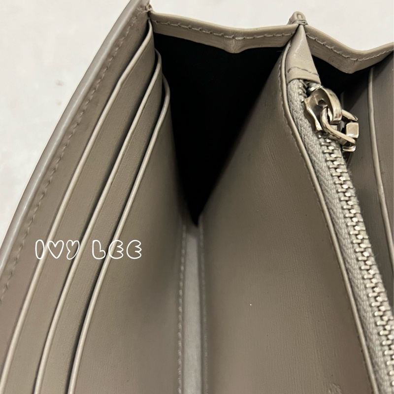 TOD’S Double T 灰色牛皮TT銀釦長夾 皮夾 正品 二手精品-9