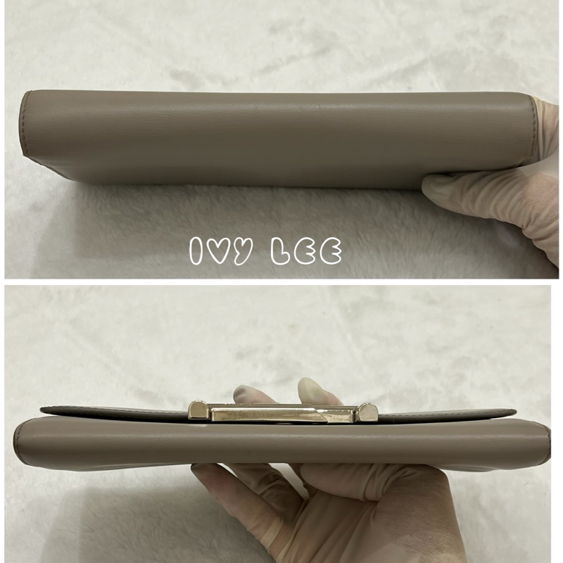 TOD’S Double T 灰色牛皮TT銀釦長夾 皮夾 正品 二手精品-14