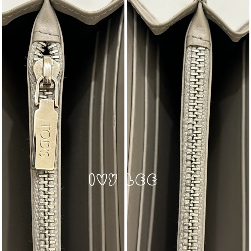 TOD’S Double T 灰色牛皮TT銀釦長夾 皮夾 正品 二手精品-21
