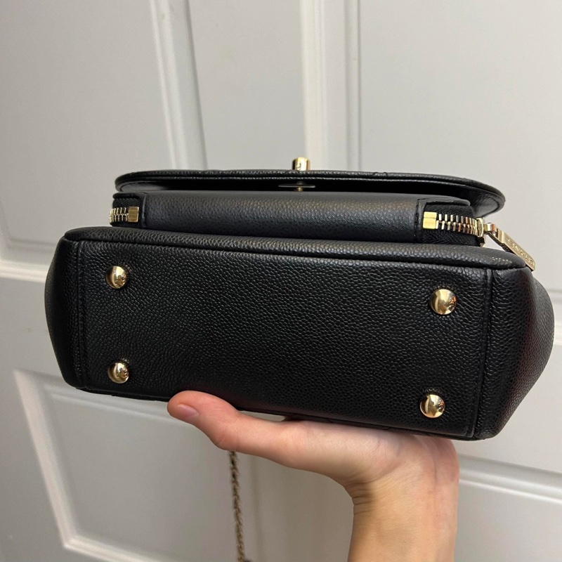 Chanel 香奈兒 小號郵差包 黑金荔枝皮-5