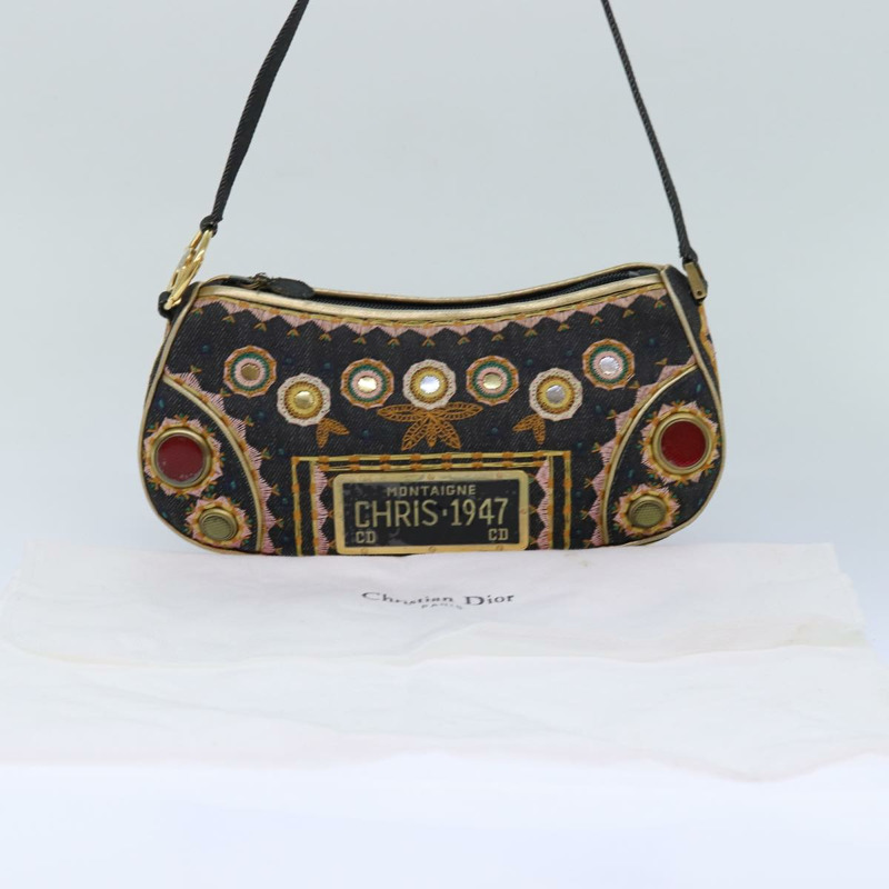 【日本直送】克莉絲汀‧迪奧 (Christian Dior) 手提包 帆布 藍色 金色 正品 85438AM-11