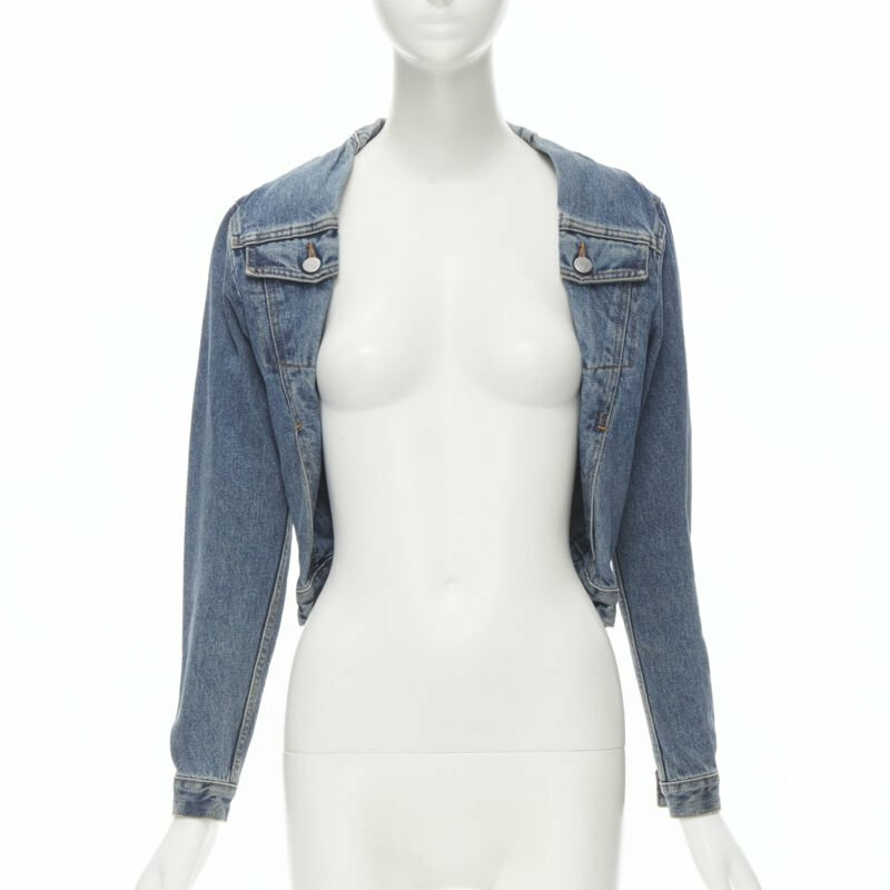 vintage MAISON MARGIELA Iconic blue denim pinched collar denim jacket IT38 XS-0