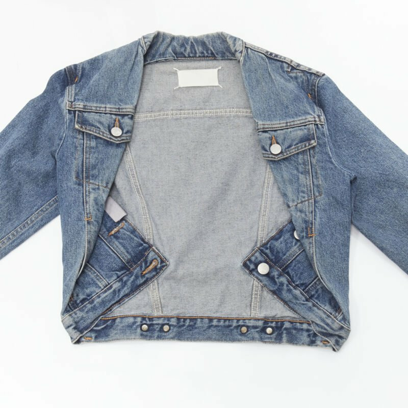 vintage MAISON MARGIELA Iconic blue denim pinched collar denim jacket IT38 XS-1