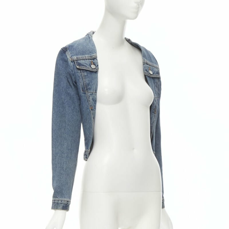 vintage MAISON MARGIELA Iconic blue denim pinched collar denim jacket IT38 XS-2