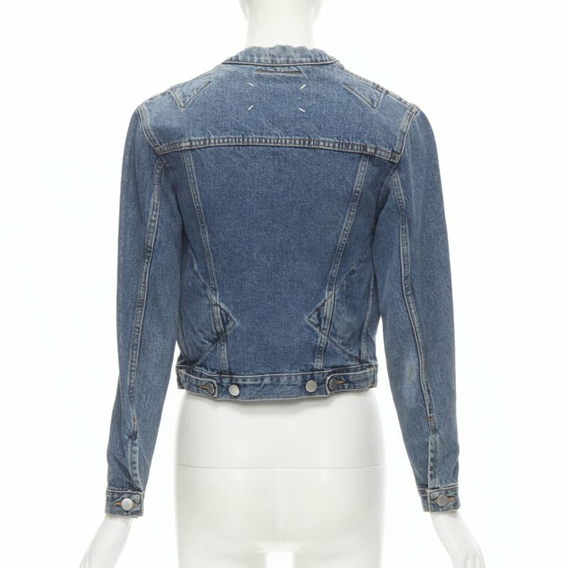vintage MAISON MARGIELA Iconic blue denim pinched collar denim jacket IT38 XS-4