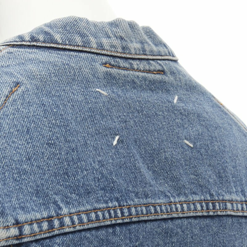 vintage MAISON MARGIELA Iconic blue denim pinched collar denim jacket IT38 XS-6