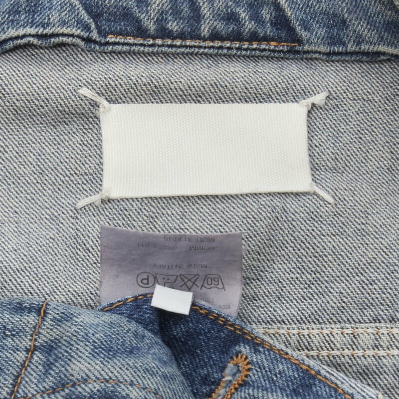vintage MAISON MARGIELA Iconic blue denim pinched collar denim jacket IT38 XS-10