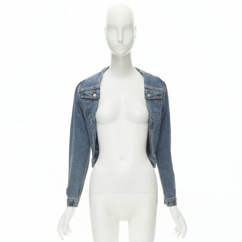 vintage MAISON MARGIELA Iconic blue denim pinched collar denim jacket IT38 XS-11