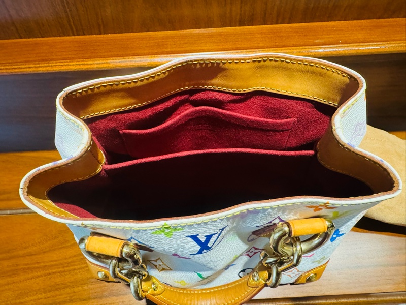 LV Louis Vuitton 經典白三彩 村上隆 手提包-6