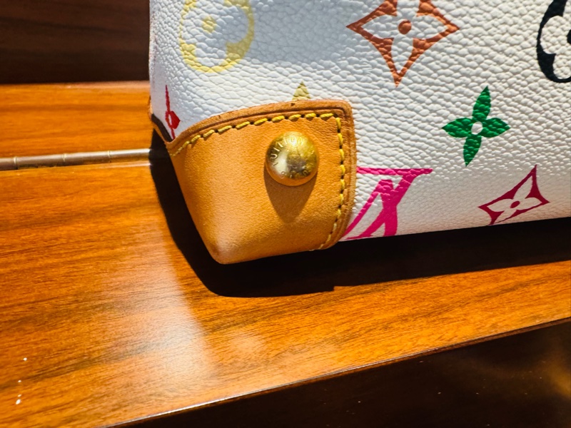 LV Louis Vuitton 經典白三彩 村上隆 手提包-11