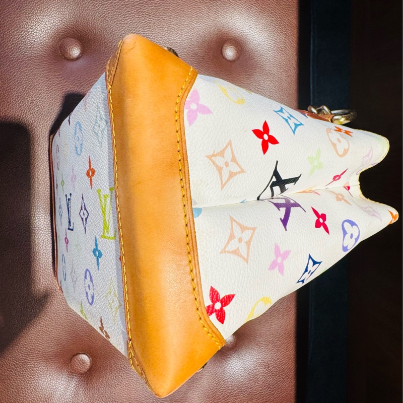 LV Louis Vuitton 經典白三彩 村上隆 手提包-19