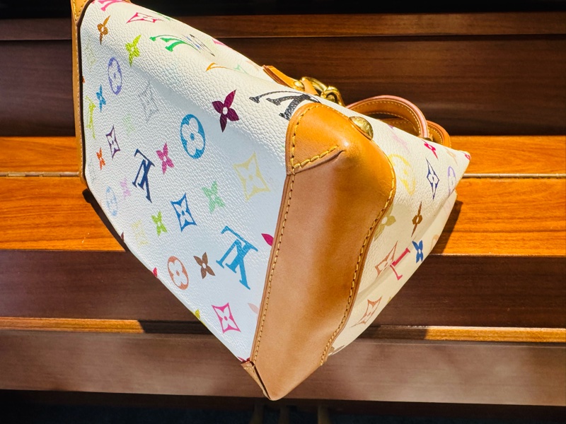 LV Louis Vuitton 經典白三彩 村上隆 手提包-20